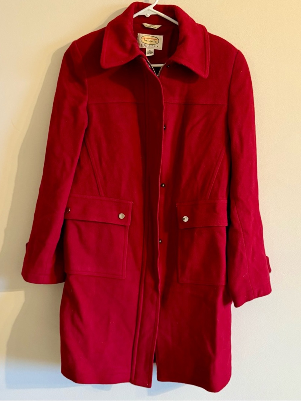 Talbots Bright Red 100% Wool Pea Coat Size 8